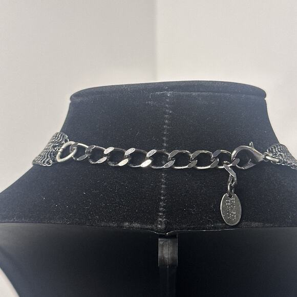 Erickson Beamon Statement Bib Necklace Gunmetal Multi Chain Crystal Waterfall - Picture 4 of 11